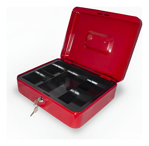 Cajilla De Seguridad Metálica 30x24x9 Cm Con Llave Rojo