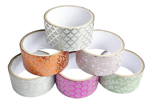 Cintas Adhesivas Decorativas Gofradas Diseños Surtidos 6 Und