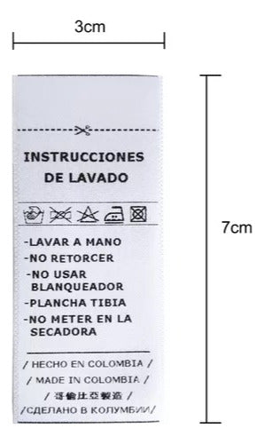 Etiquetas Textiles Con Instrucciones De Cuidado 100 Unidades