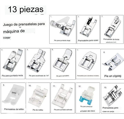 Kit Pie Prénsatelas Maquina Familiar X 13 Piezas