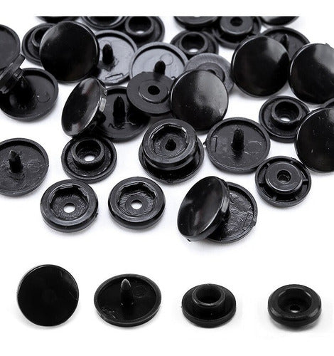 Broches Plasticos Presion 12.5mm Para Ropa Colores X 1000 Und Negro