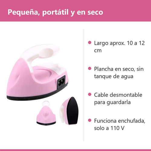 Mini Plancha Para Transferencia Termica Manualidades Parches Rosa 110v