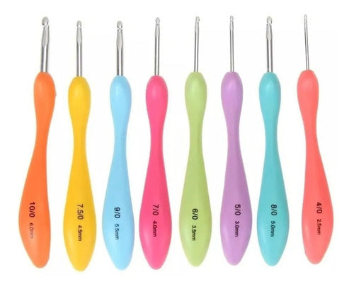 Juego 8 Agujas Crochet Tejer Mango Ergonómico 2.5mm-6.0mm
