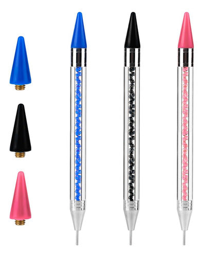 Kit Lapices Aplicadores Diamantes Arte En Uñas X 3 Und