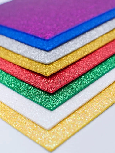 Foamy Escarchado 1/8 De Pliego Colores Surtidos X 10 Unid
