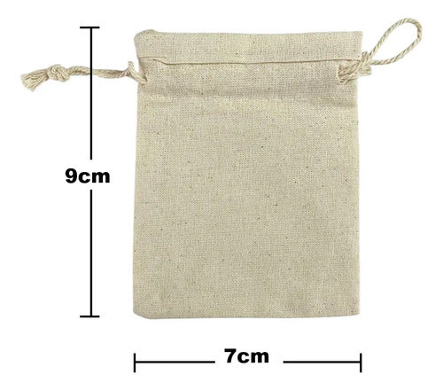 25 Bolsas De Tela Lino Lienzo Mini Cordon Ajustable 9cmx7cm