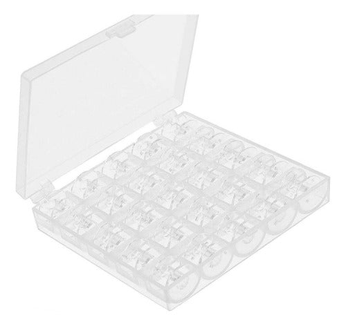 Caja Porta Carretes Bobinas Con Carretes Plasticos Blanco