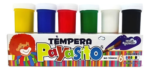 Temperas Payasito X6 Unidades +pincel + Paleta Amarillo