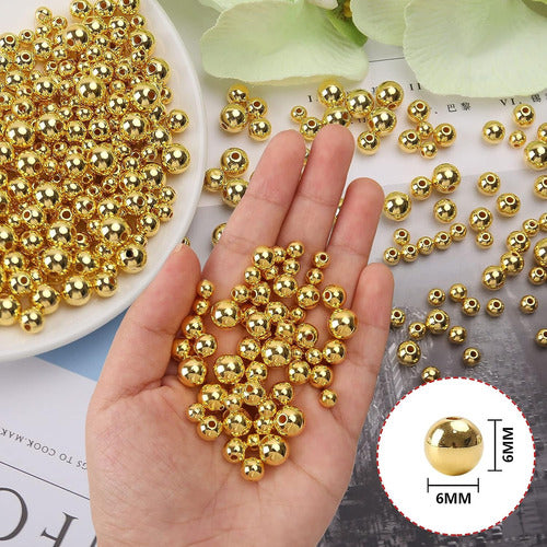 Perlas Doradas En Plastico Para Pulseras Joyeria Collares