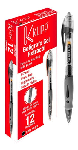 Esfero Klipp Negro Retráctil Gel 0.7 Mm Caja Por 12 Und Color Del Exterior Transparente Default Title