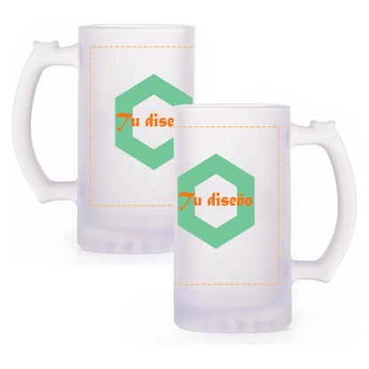 2 Mugs Cerveceros En Vidrio Opalizados Para Sublimar