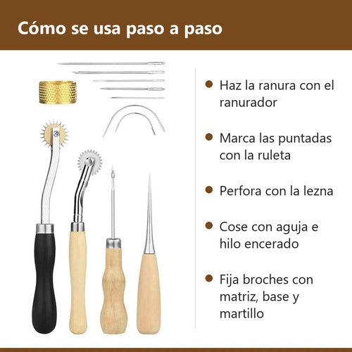 Kit Herramientas Para Cuero Marroquinería Costura 28 Piezas
