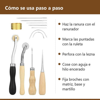 Kit Herramientas Para Cuero Marroquinería Costura 28 Piezas