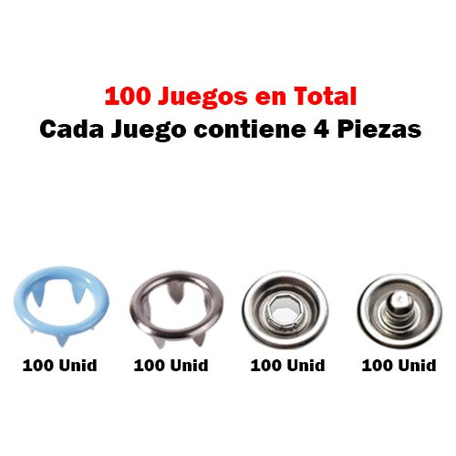 Broches A Presión Metálicos 9.5mm Para Ropa Tela  X 100 Und