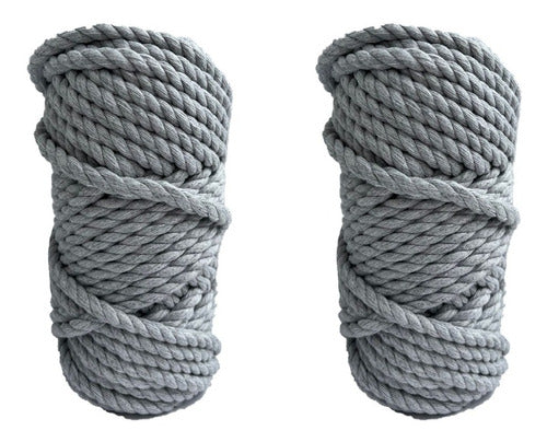 4 Hilos De Algodón Para Tejer Macrame 6mm Gris Claro