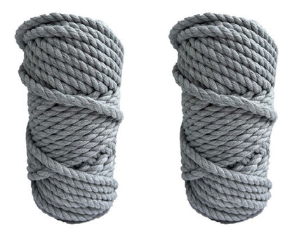 2 Hilos De Algodón Para Tejer Macrame 6mm Gris Claro X30 Mts