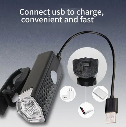 Luz Led Recargable Usb Para Bicicleta Delantera Y Trasera