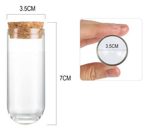Tubo Vidrio Transparente Tapon De Corcho 50ml X 6 Und