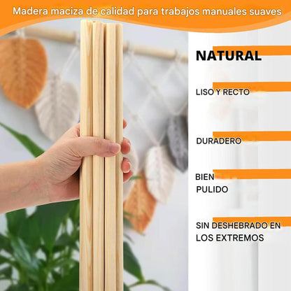 10 Palos De Balso Redondo Madera 12mm X90cm