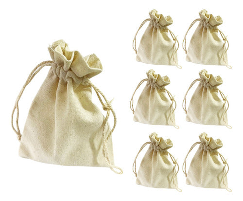 25 Bolsas De Tela Lino Lienzo Cordon Ajustable 9cmx12cm