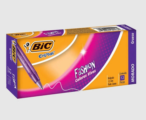 Esfero Fashion Morado Bic X12 U Amarillo Amarillo
