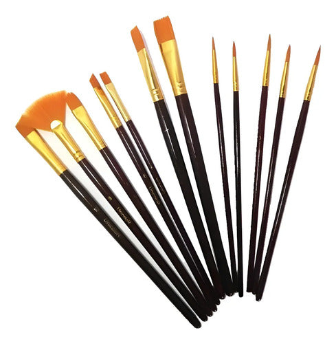 Kit De Pinceles Sintéticos Unicolor Surtidos X12 Unidades