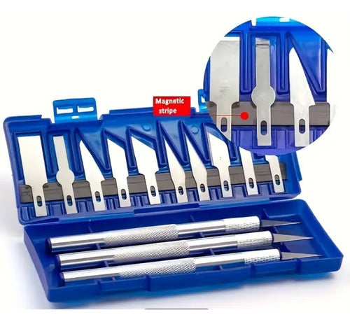 Kit De 3 Bisturíes Exacto Cutter 10 Cuchillas Intercambiable
