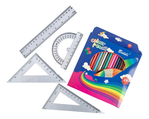 Kit Escolar Incluye 24 Colores 4 Reglas Default Title