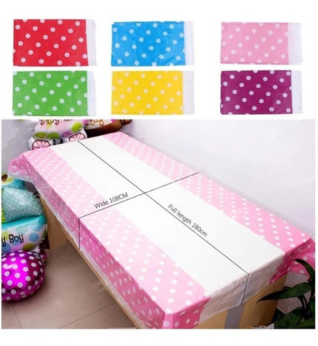 Mantel Plástico Para Fiestas Infantiles Puntos. 1.80x1.08m