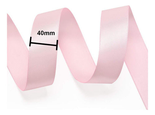 Rollo De Cinta Satin Doble Raso Para Moños 40mm X 28 Metros