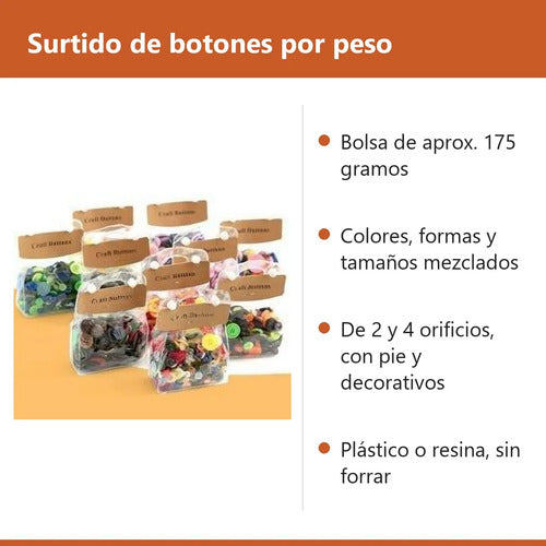 Botones Plásticos Surtidos De Colores Para Manualidades 175g