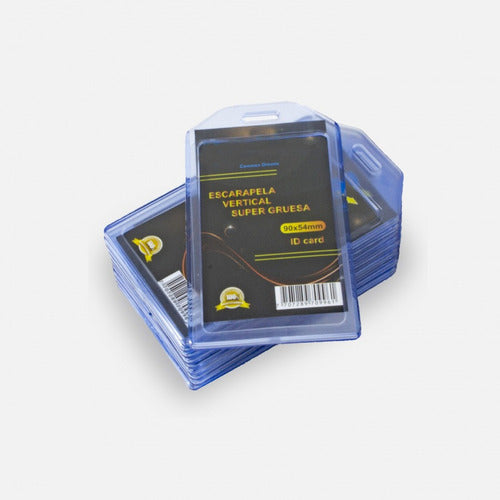 Escarapela Plastica Porta Carnet Vertical 9cmx54mm X 10 Und