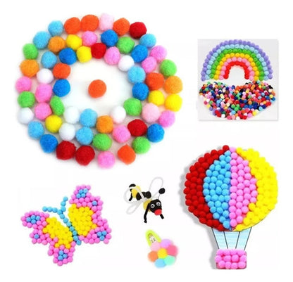 Pompones Para Manualidades Neon 15 Mm X1000 Und Colores Surtidos