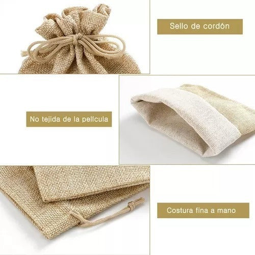 Bolsas Costales Yute Con Cordón Dulceros Regalo 13x18cm X 50 Unid