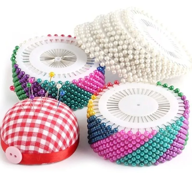 Alfileres Rodaja Cabeza Perla Colores X12 Unidades