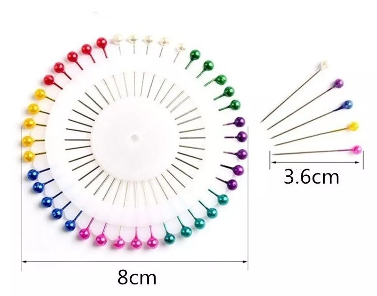 Alfileres Rodaja Cabeza Perla Colores X12 Unidades