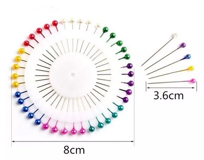 Alfileres Rodaja Cabeza Perla Colores X12 Unidades