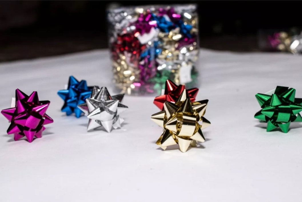 Moños Para Regalo Estrella 30mm Metalizado X100 Und