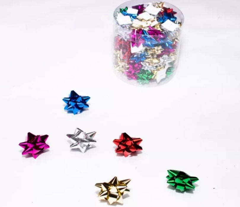 Moños Para Regalo Estrella 30mm Metalizado X100 Und