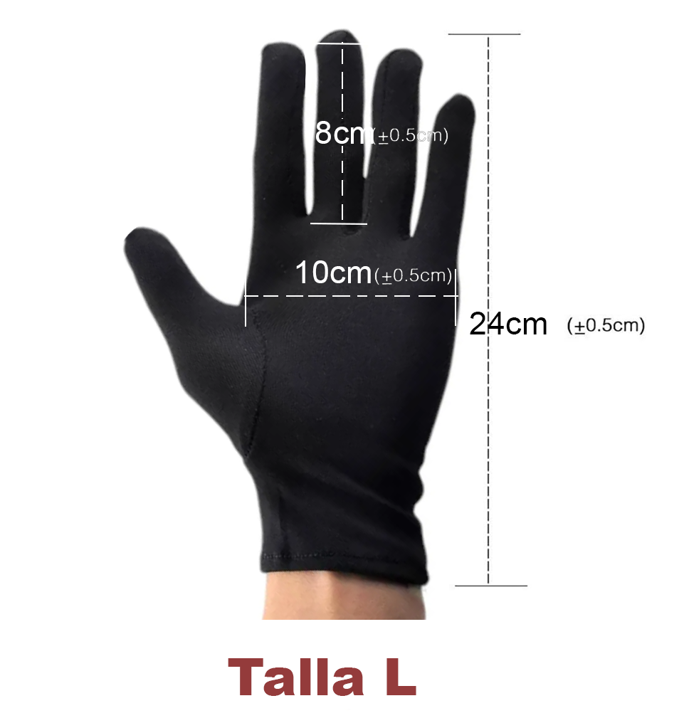 Guantes Blancos O Negros Algodon Todas Las Tallas X 1 Par Negro Talla L