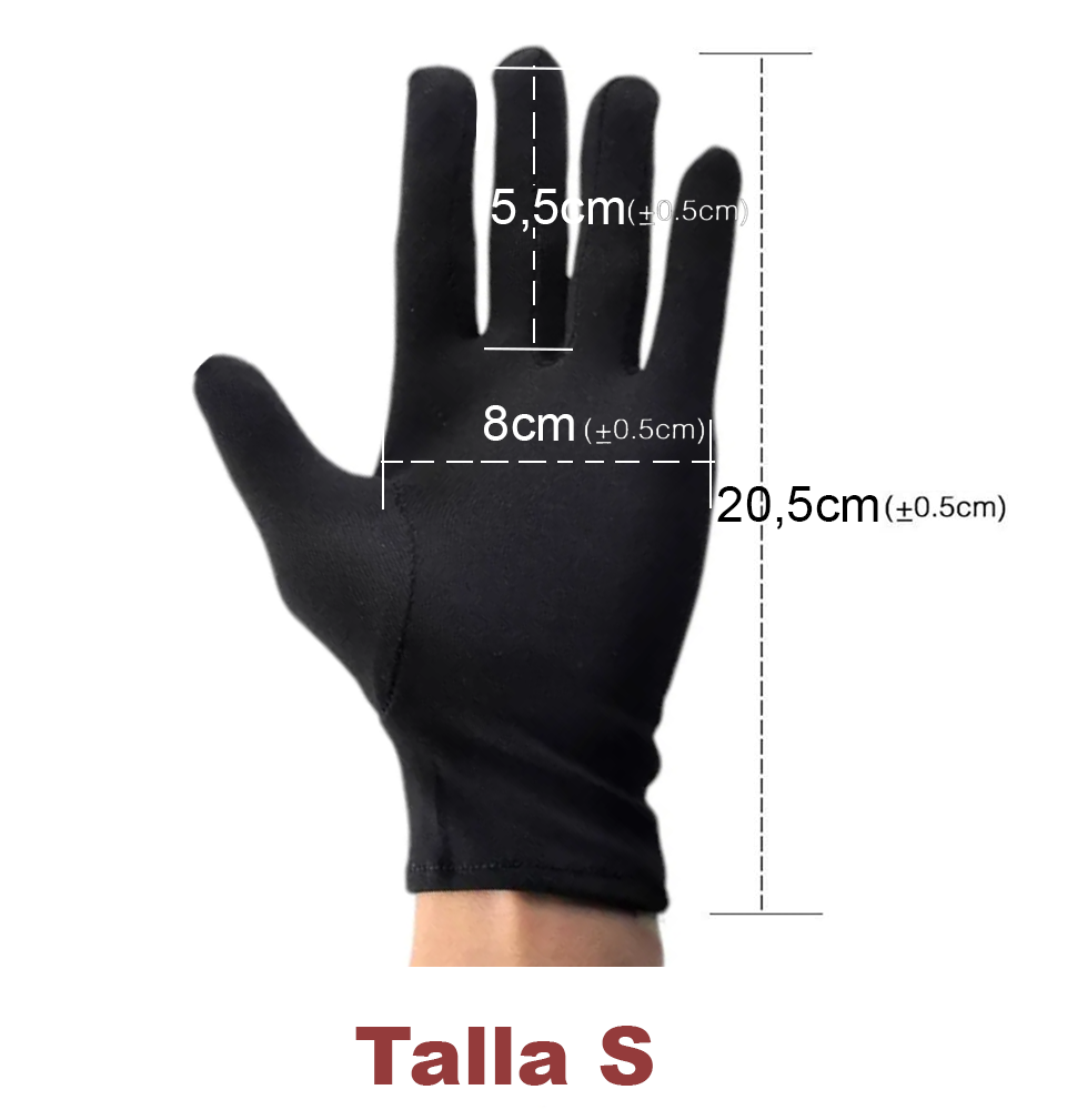 Guantes Blancos O Negros Algodon Todas Las Tallas X 1 Par Negro Talla S