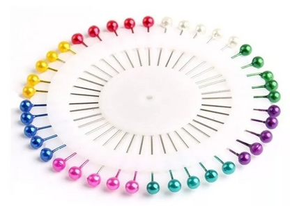 Alfileres Rodaja Cabeza Perla Colores X12 Unidades