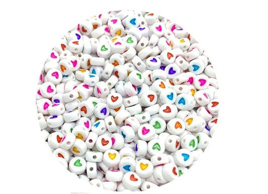 Letras De Acrílico Cuentas Para Bisutería Pulseras Collares 500g Corazon Multicolor