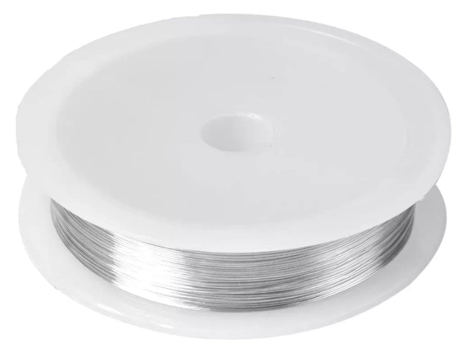 Rollo Alambre De 50 Metros De Cal 0.4 Mm Plateado
