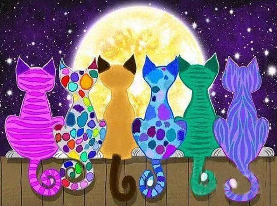 Kit Pintura De Diamantes 5d Para Bricolaje 40x30 Cm Gatos Colores