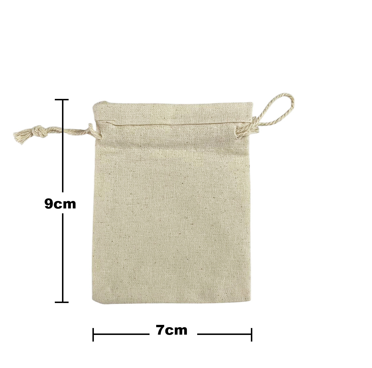 100 Bolsas De Tela Lino Lienzo Mini Cordon Ajustable 9cmx7cm
