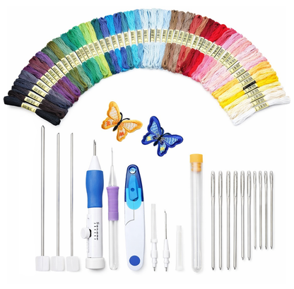Kit De Bordado Punch Needle Magico 70 Piezas Con 50 Hilos
