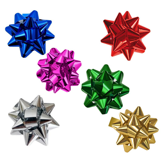 Moños Para Regalo Estrella 50mm Metalizado X54 Und