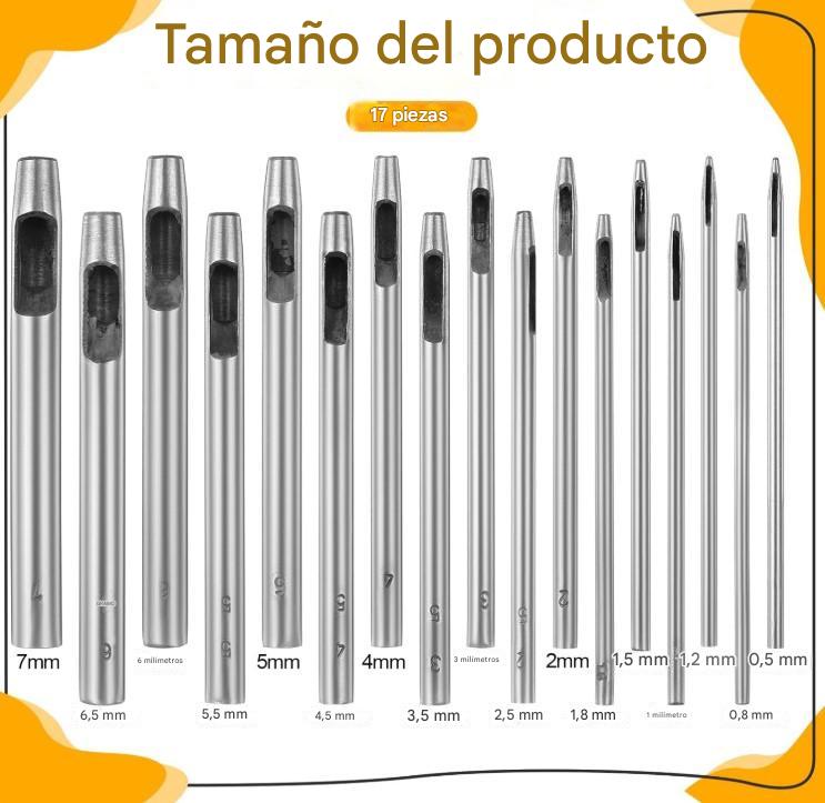 Perforadores sacabocados para cuero x 17 unidades