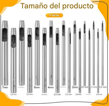 Perforadores sacabocados para cuero x 17 unidades